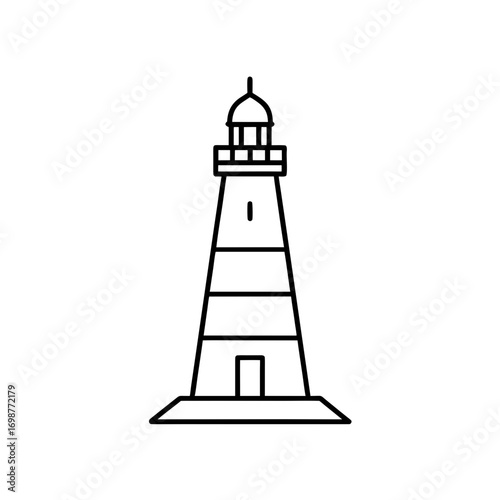 Simple outline drawing lighthouse on transparent background