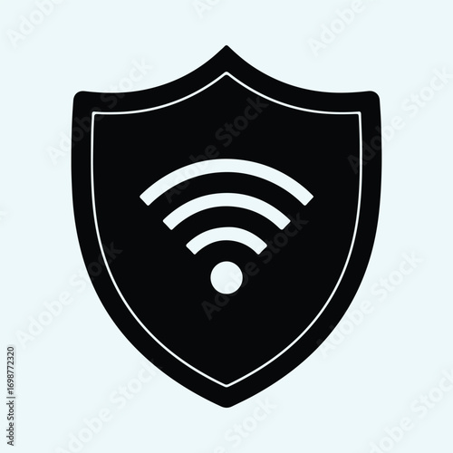 Illustrator Vector Shield with wifi signal security concept silhouette