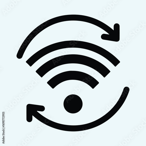 Illustrator Vector Wifi signal with refresh arrows silhouette