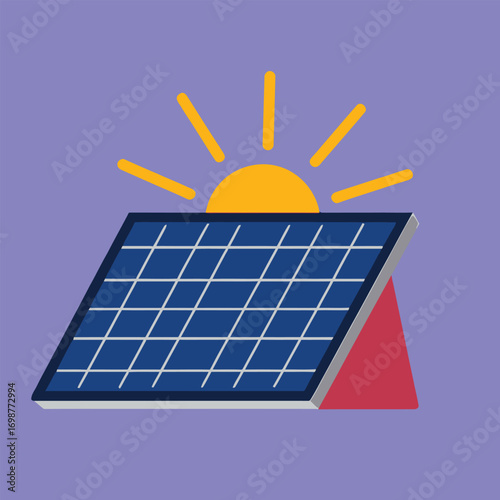 Solar panel with sun rays energy renewable