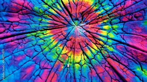 Vibrant tie-dye pattern with textured cracks