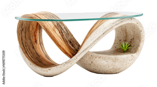 Modern designer coffee table with minimalist form and elegant proportions, made in the floating look style, with an absolutely clean image without shadows and glare. Completely without support and con