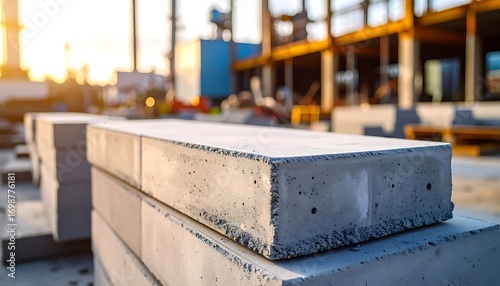 Stacked concrete blocks on construction site