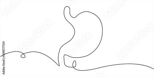 Print Human stomach icon continuous one line drawing for anatomy and medical design concepts