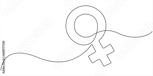 Female Gender Symbol Continuous Line Art Illustration