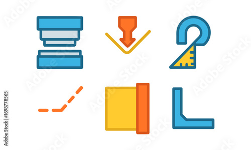 Colorful industrial icons set: innovative modern design elements