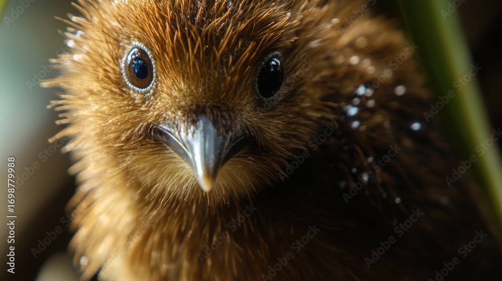 Fototapeta premium Close-up of a young bird's head and face.