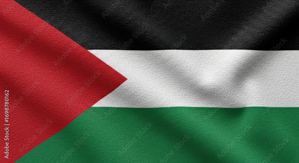 Fototapeta premium A detailed view of the palestinian flag, highlighting its textured fabric and bold colors