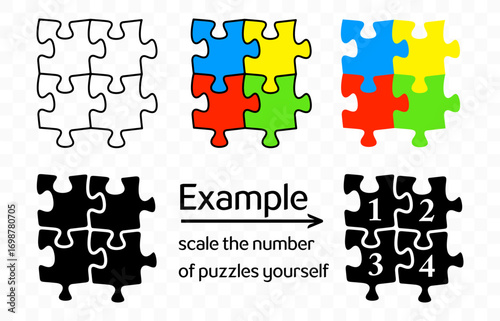 Puzzle, jigsaw, riddle and enigma, graphic design. Brainteaser, conundrum, logic and reasoning, vector design and illustration