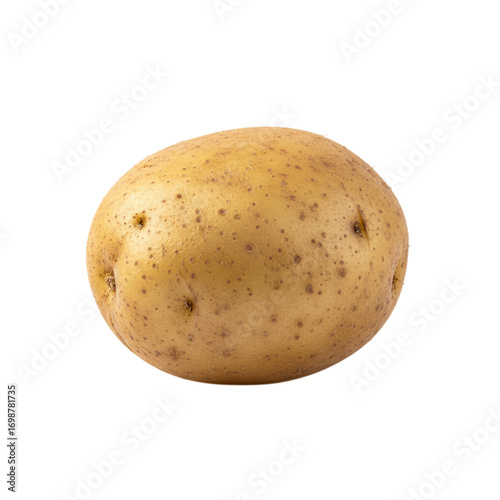 Single raw potato isolated on transparent background