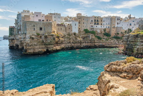Cliffside Houses Above the Adriatic in Polignano a Mare, Apulia, Italy