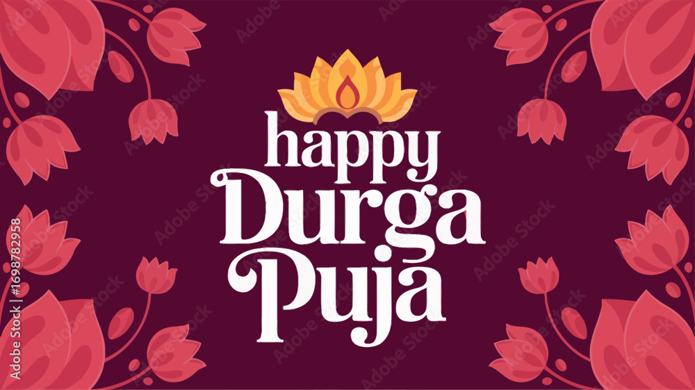 Obraz premium Happy Durga Puja Festival Greeting Design Celebration India