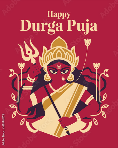 Happy Durga Puja Goddess Illustration Celebration