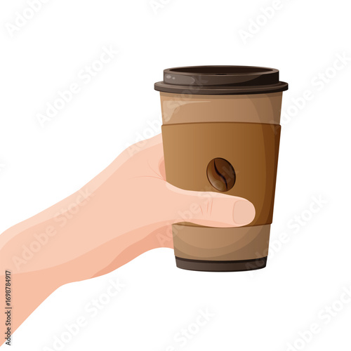 Hand holding a cup of coffee to go