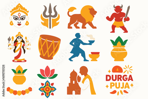 Durga Puja Hindu Festival Icons Goddess Celebration Traditions