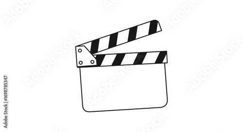 a classic film clapperboard with black white stripes