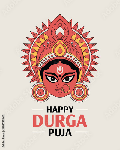 Happy Durga Puja Goddess Illustration Celebration