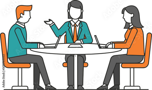 business meeting people sitting around table clip art preview