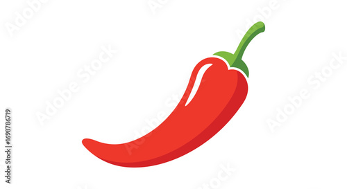 a vibrant red chili pepper with green stem