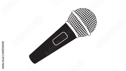 A detailed illustration of a professional dynamic microphone on a pure white background
