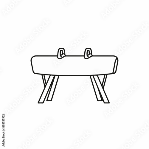 Gymnastic pommel horse in minimal white background for sport training. Gymnastic pommel horse for gym is an apparatus used by male gymnasts to perform hand exercises,