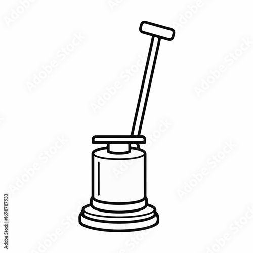 Hand pump isolated, a simple line art drawing of hand pump on white background. Hand pump is a must-have tool for your house, a handy household tool, or a device to help you with the work.