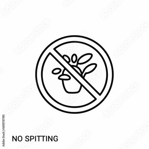 No spitting graphic sign flat vector style. Visual representation of no spitting symbolizes prohibition linear illustration.