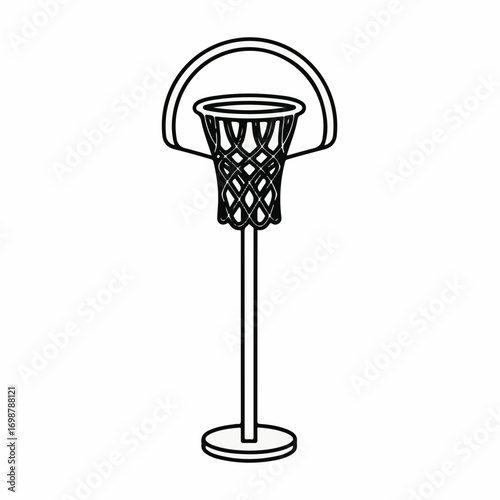 Korfball equipment isolated on white, showing pole, basket and net. Korfball equipment outline is sport accessory for team game. Korfball equipment element for sport equipment store.