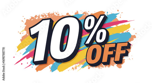 10 percent off promotion isolated on white background for marketing campaign