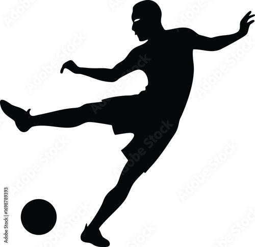 A Footballer Kicking the Ball Silhaoutte Design