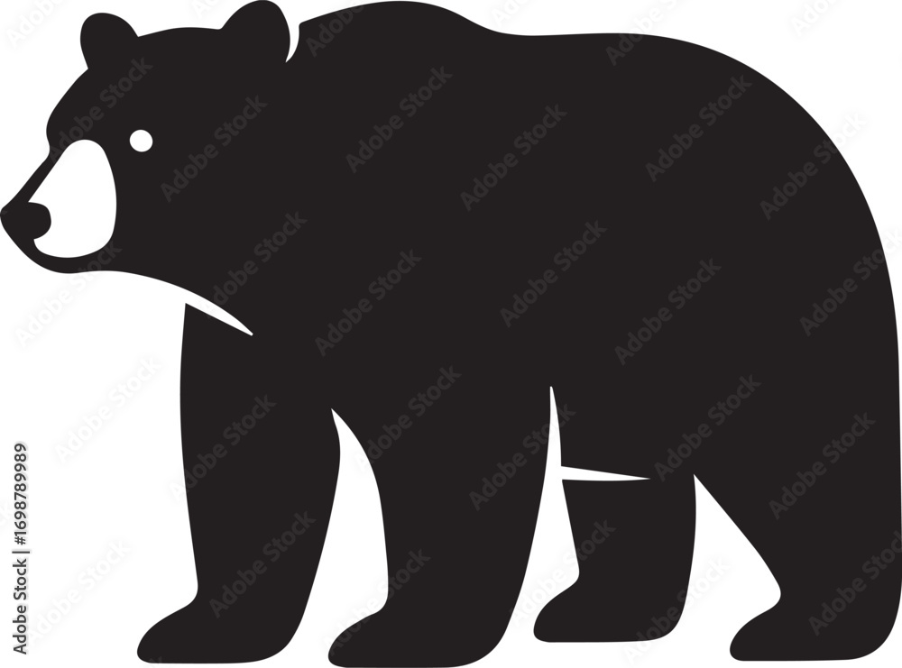 Fototapeta premium Bear Silhouette Illustration – Black & White Minimalist Wildlife Icon