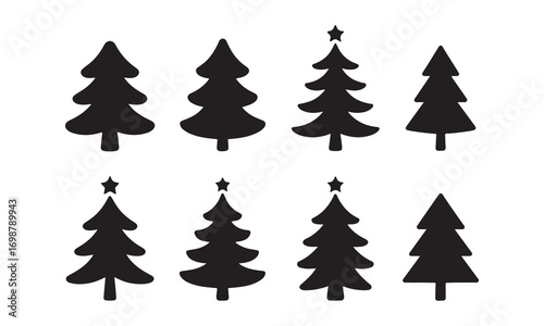 Christmas Tree Vector Silhouette Set – Festive Holiday Tree Icons Collection