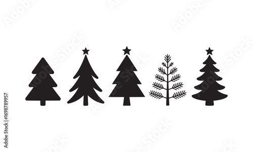 Christmas Tree Icon Set – Vector Silhouette Holiday Tree Collection