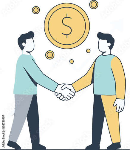 Business Partnership Deal, Financial Agreement Handshake, Successful Investment Deal, Money Making Collaboration, Profitable Business Venture
