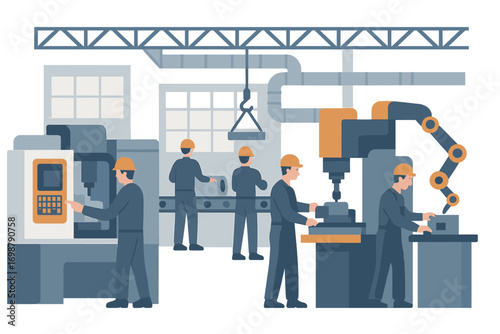 State‑of‑the‑art manufacturing facility with employees operating machinery