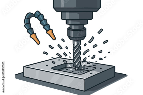 A CNC milling machine for metalworking that employs modern cutting technology, features a shallow depth of field, and embodies a high‑tech machining concept
