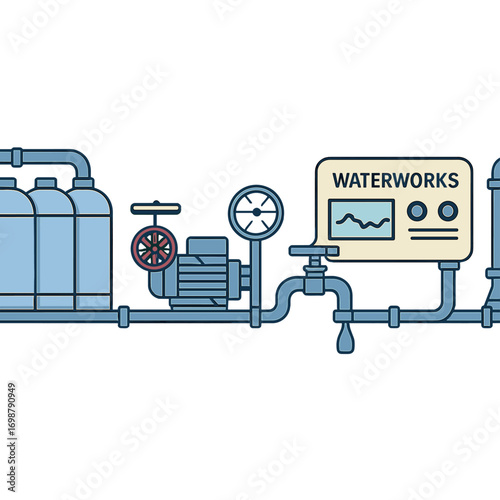 A wide-angle view of the waterworks utility's pipelines and equipment