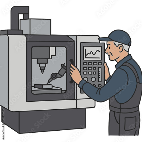 Seasoned service professional managing processes and servicing modern industrial manufacturing machinery in a factory