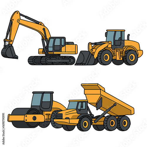 Industrial machinery positioned alone on a transparent backdrop, featuring heavy‑duty equipment