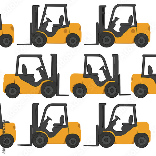 A backdrop featuring numerous forklifts, a dependable heavy loader, and a truck