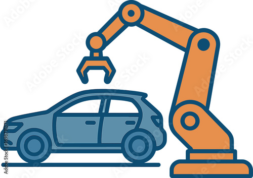 The robotic arm at the car manufacturing plant is functioning