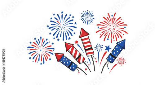 colorful fireworks display with rockets celebrating festive occasion