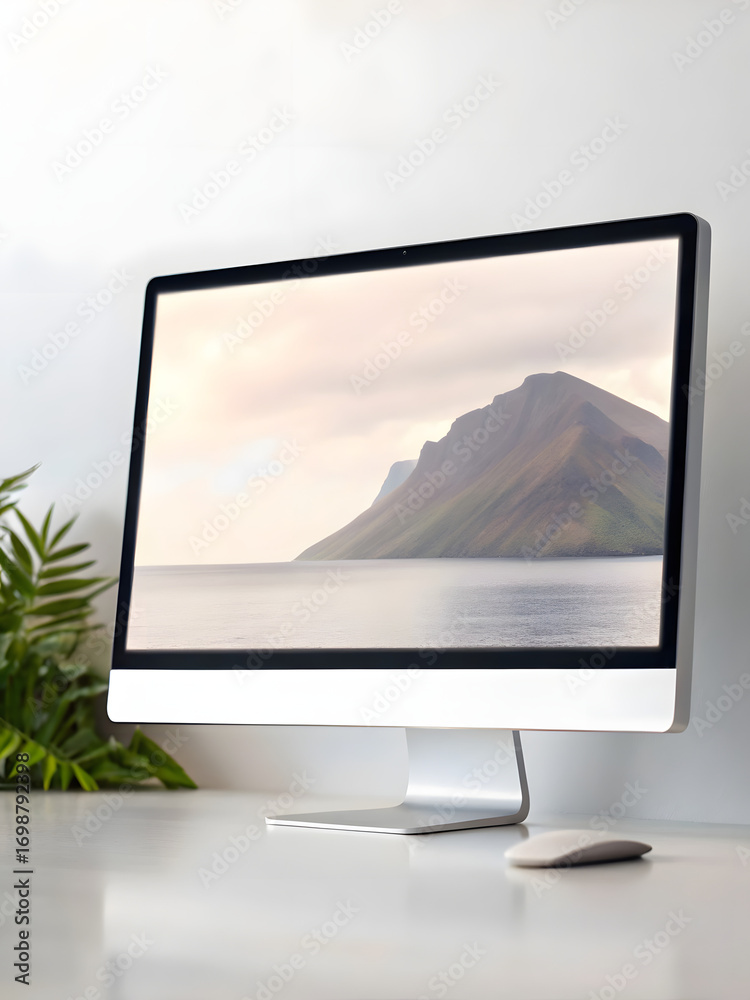 Fototapeta premium Realistic digital screen mockup showing blank social media post