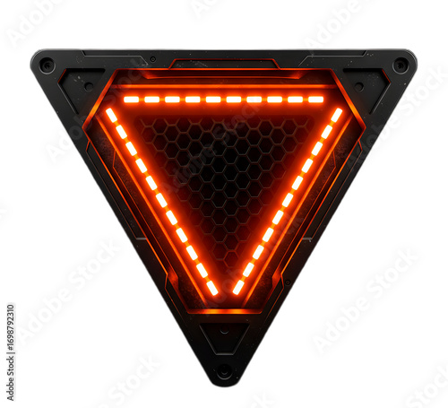 Inverted Glowing Orange Triangle with LED Lights and Hexagonal Core

