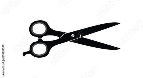 a pair of scissors with black handles open wide