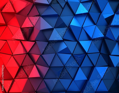 Wallpaper Mural Abstract geometric pattern of triangles in red and blue (1) Torontodigital.ca