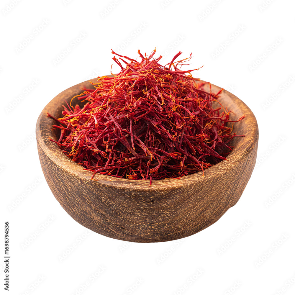 Fototapeta premium food icon saffron simple composition wooden bowl spice 