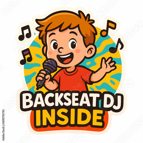 Fun Cartoon Kid Singing Microphone Music Party Entertainment