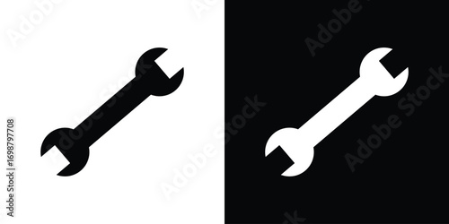 Wrench icon. flat and line style collection.
