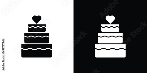 Wedding cake icon. flat and line style collection.